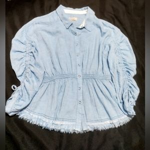 We the free Pacific Dawn Top. Light Blue Color Size M